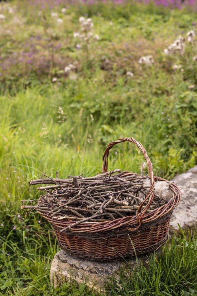 a basket full of twigs